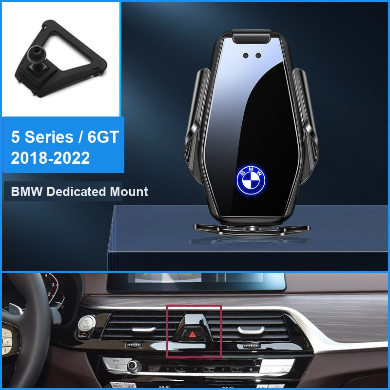 BMW wireless charging phone mount, 5 Series 6GT 2018-2022 fitment, black