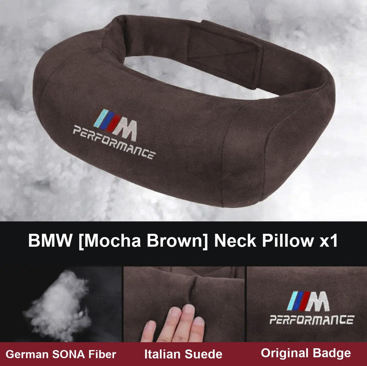 BMW M Performance neck pillow single, mocha brown