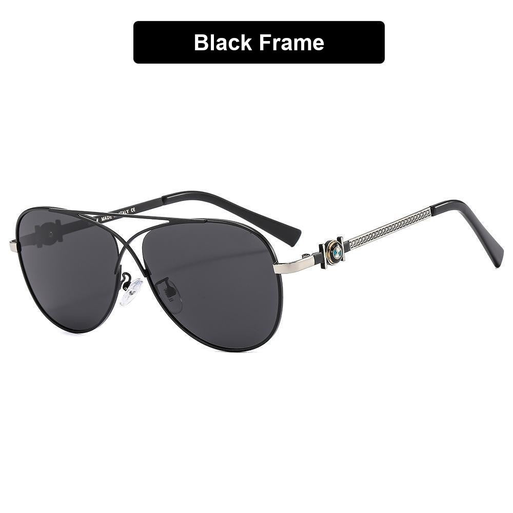 Black frame silver trim BMW polarized aviator sunglasses