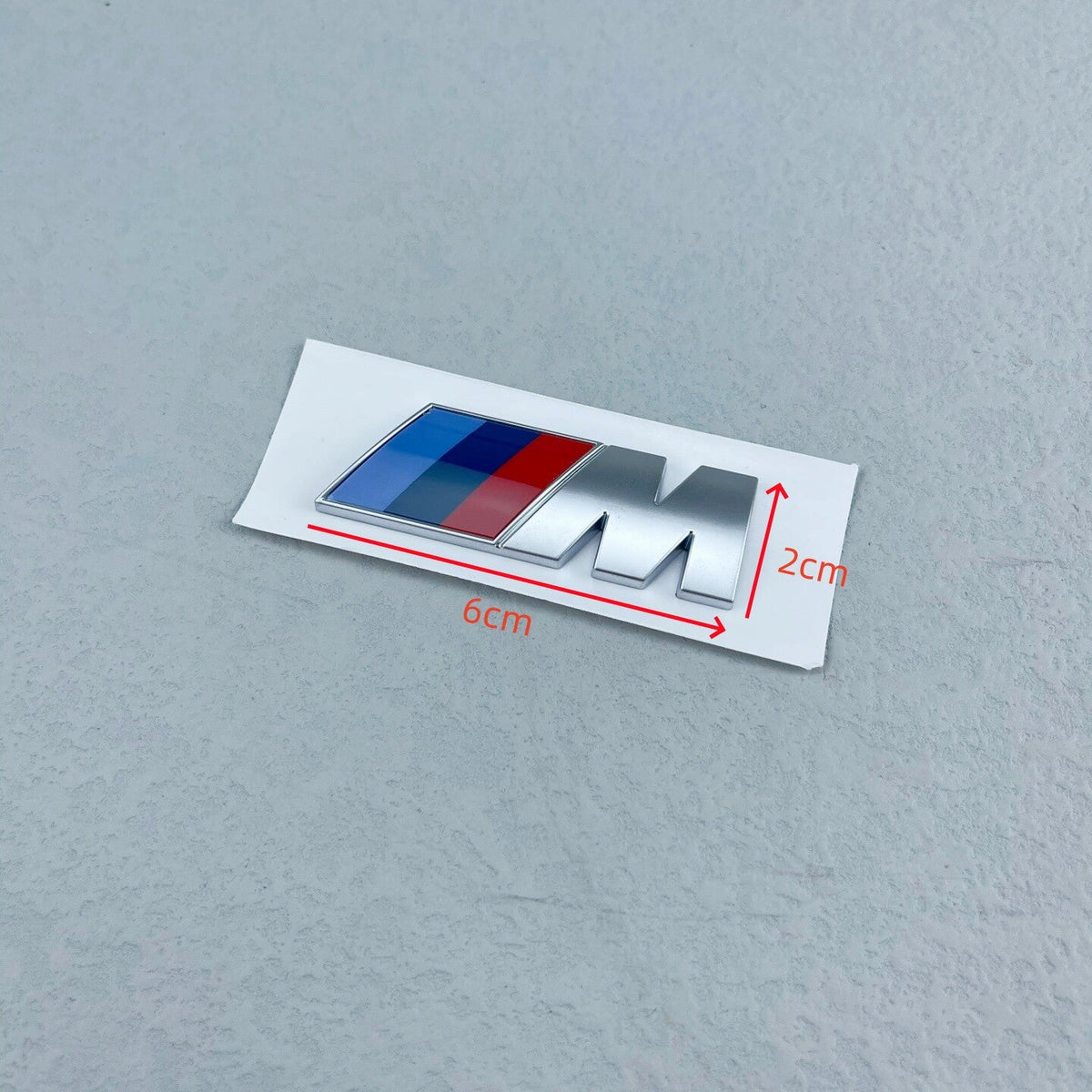 New 5-Series style BMW M badge in Matte Silver with size 6 by 2cm