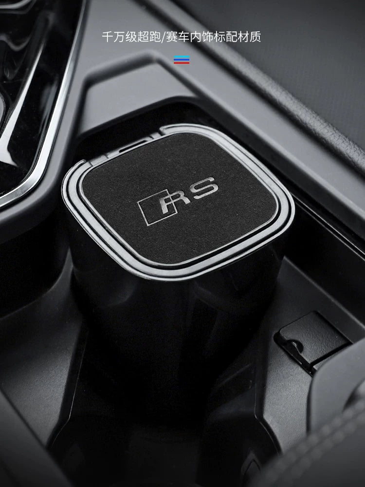 The car ashtray is suitable for BMW M STANDARD, AUDI RS, MERCEDES BENZ AMG, Volkswagen R suede multi-function ashtray