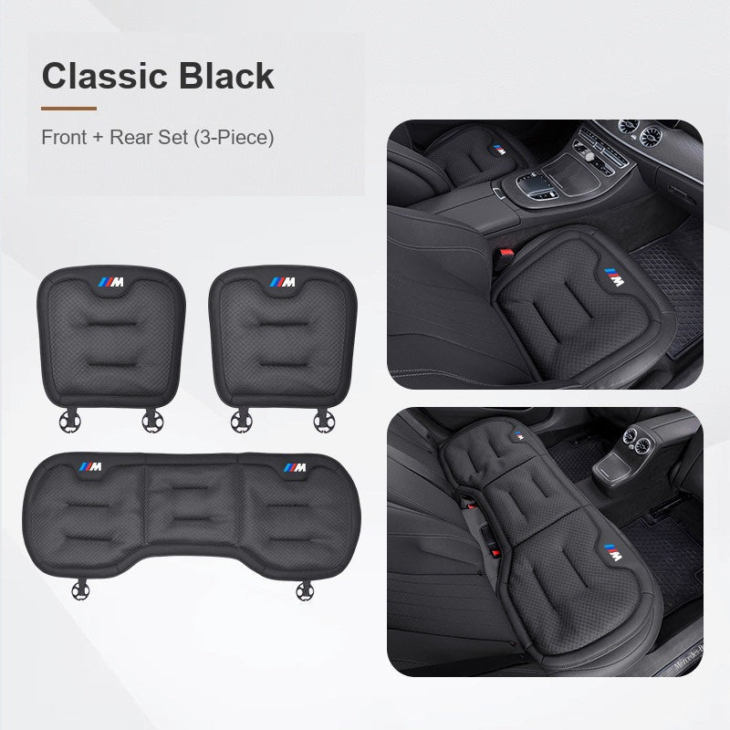 BMW ice silk seat cushion, Classic Black, Front + Rear Set (3-Piece)