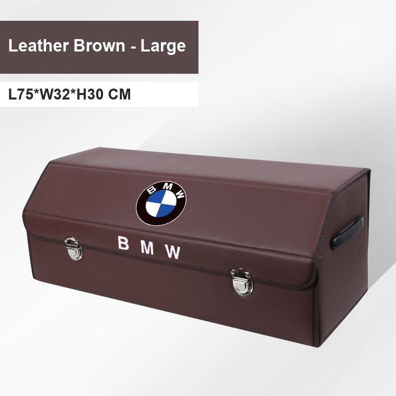 BMW leather trunk storage box - Logo Model, Extra Large 75cm, Coffee Color, BMW Badge