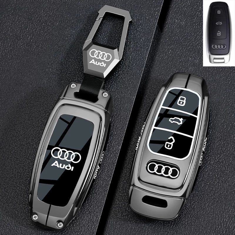 Gunmetal Black Audi Type D key case with metal hook clasp