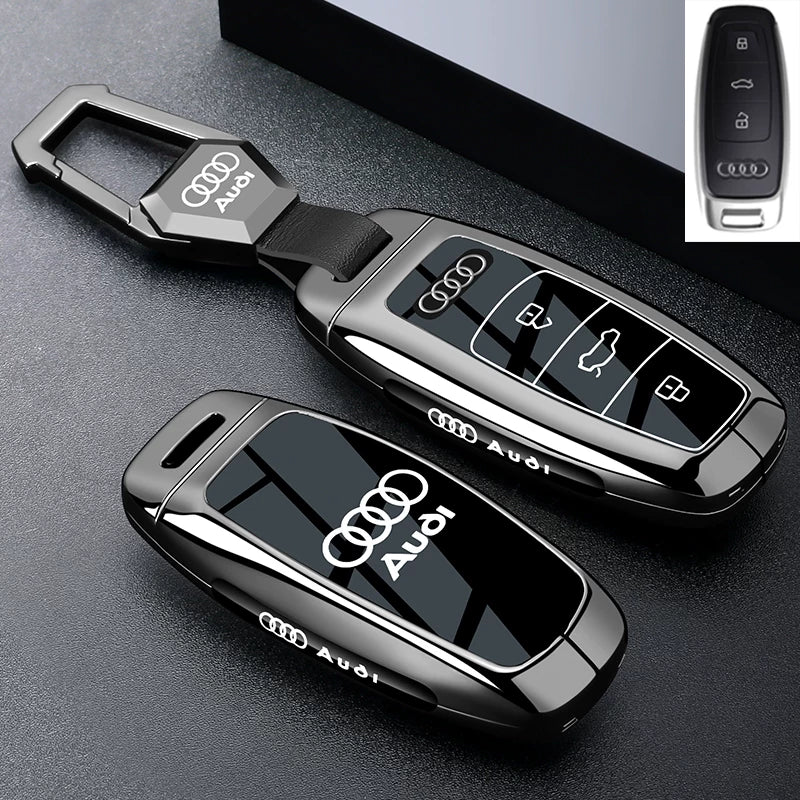 Audi Black Warrior Key Case – Piano-Gloss Shell with Gunmetal Frame