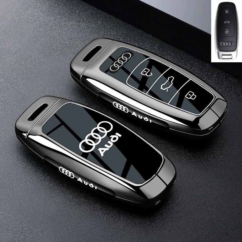 Audi Black Warrior Key Case – Piano-Gloss Shell with Gunmetal Frame