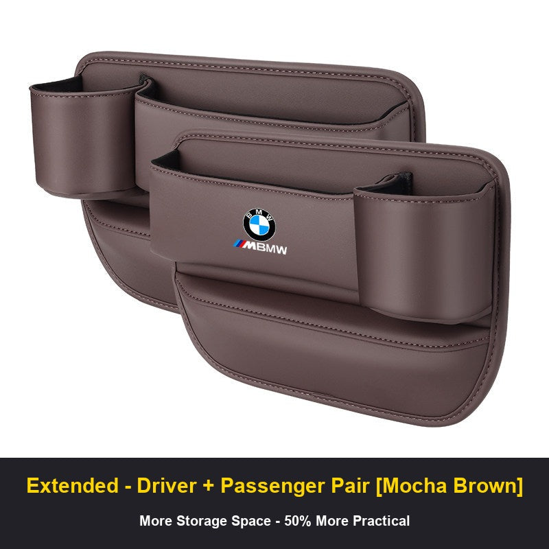 BMW seat gap organizer Extended Driver and Passenger Pair Mocha Brown