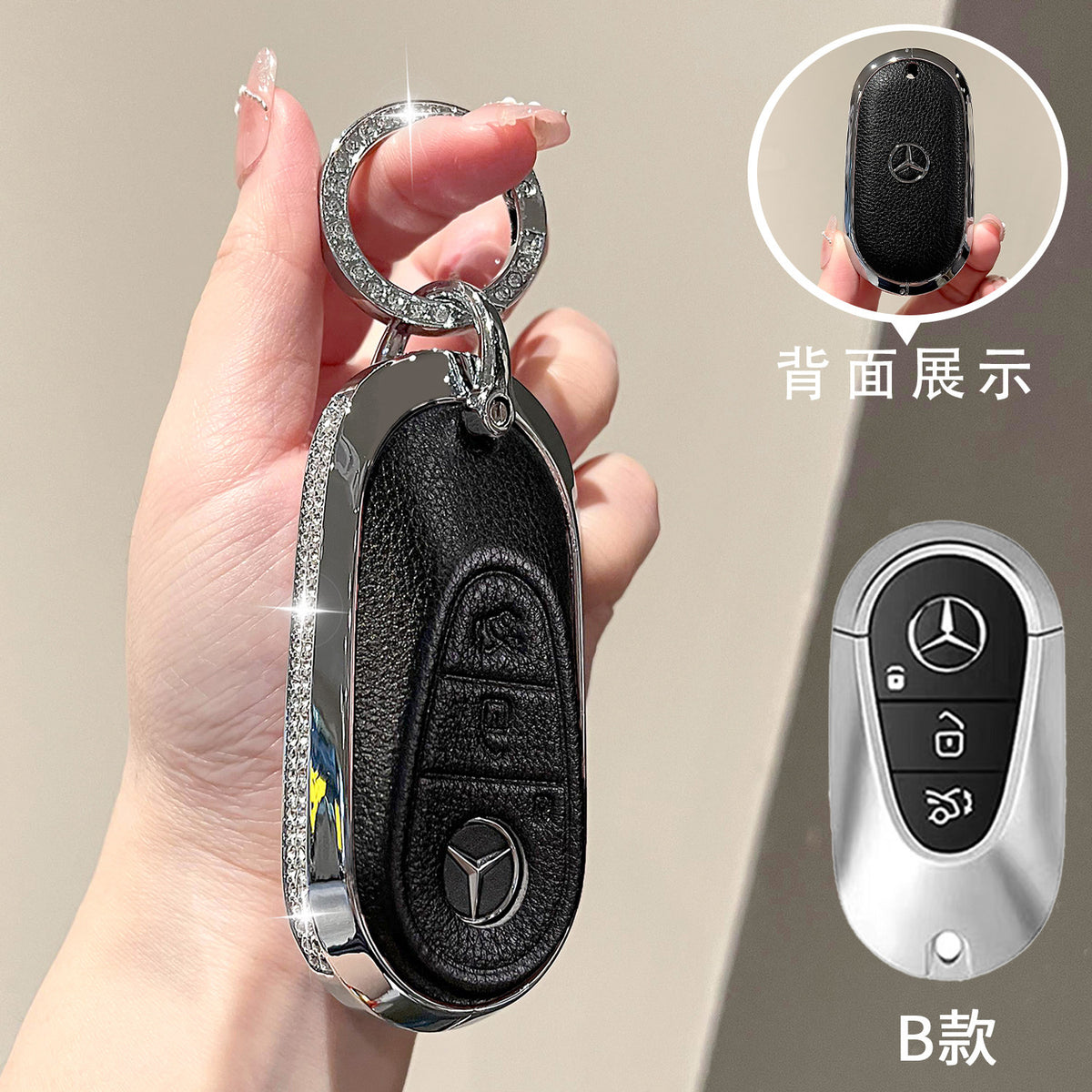 For Mercedes-Benz E300L Key Case C260L Car GLA GLB220 GLC260 Genuine Leather GEL350 Buckle EQA