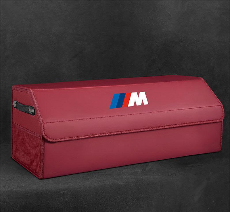 Burgundy leather BMW M trunk storage box - large size, standard configuration