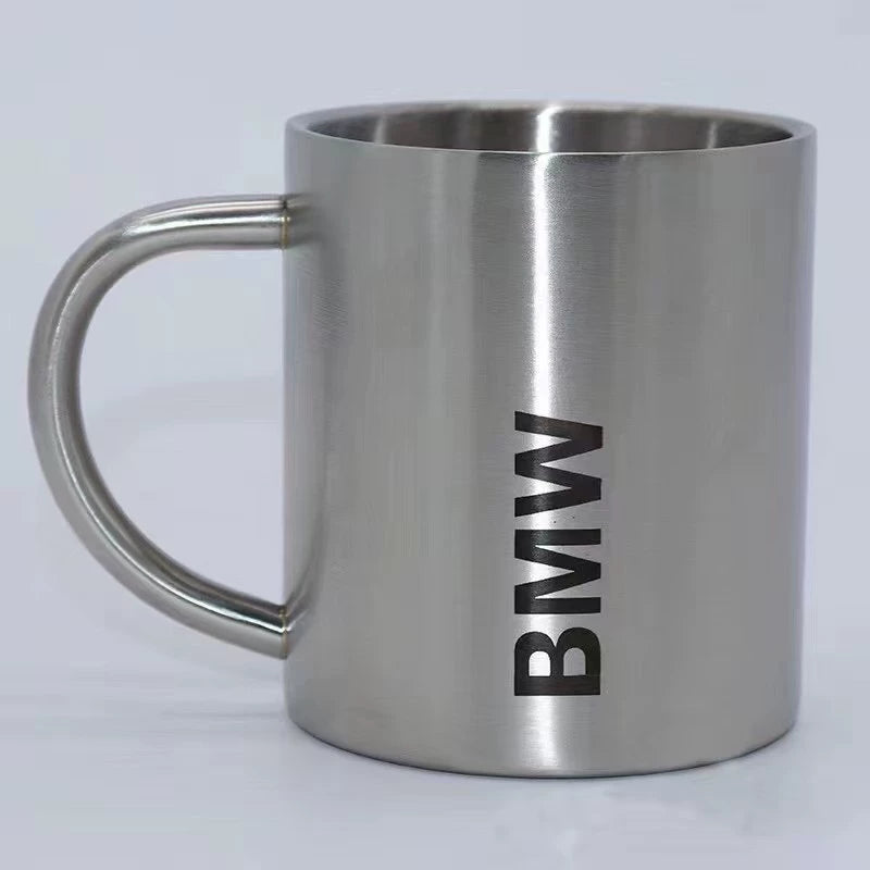 BMW stainless steel mug, 300ml, brushed finish with BMW lettering