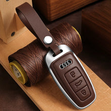 Funda de piel de vaca para llave Audi Executive – Bisel de metal pulido con cuero por ambas caras