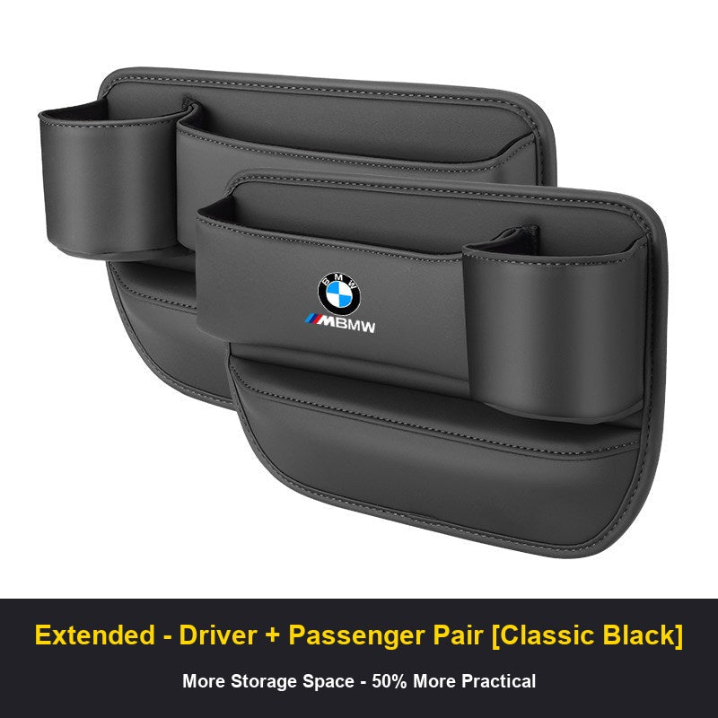 BMW seat gap organizer Extended Driver and Passenger Pair Classic Black