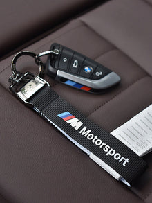 Llavero metálico BMW M Motorsport - Cordón tejido con cierre de aleación