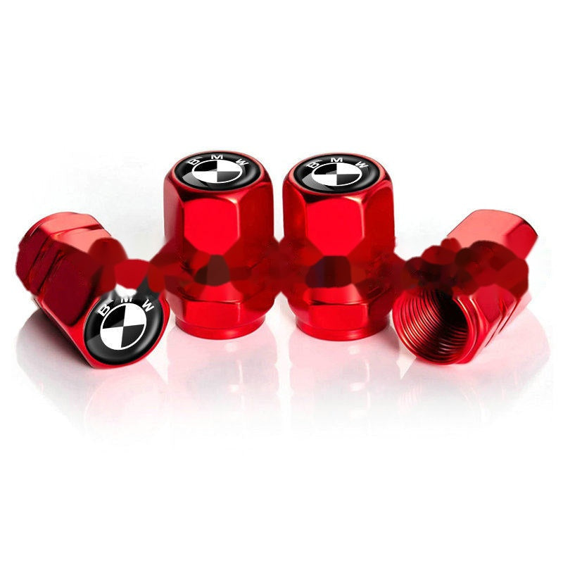 BMW classic roundel red tire valve caps, set of four