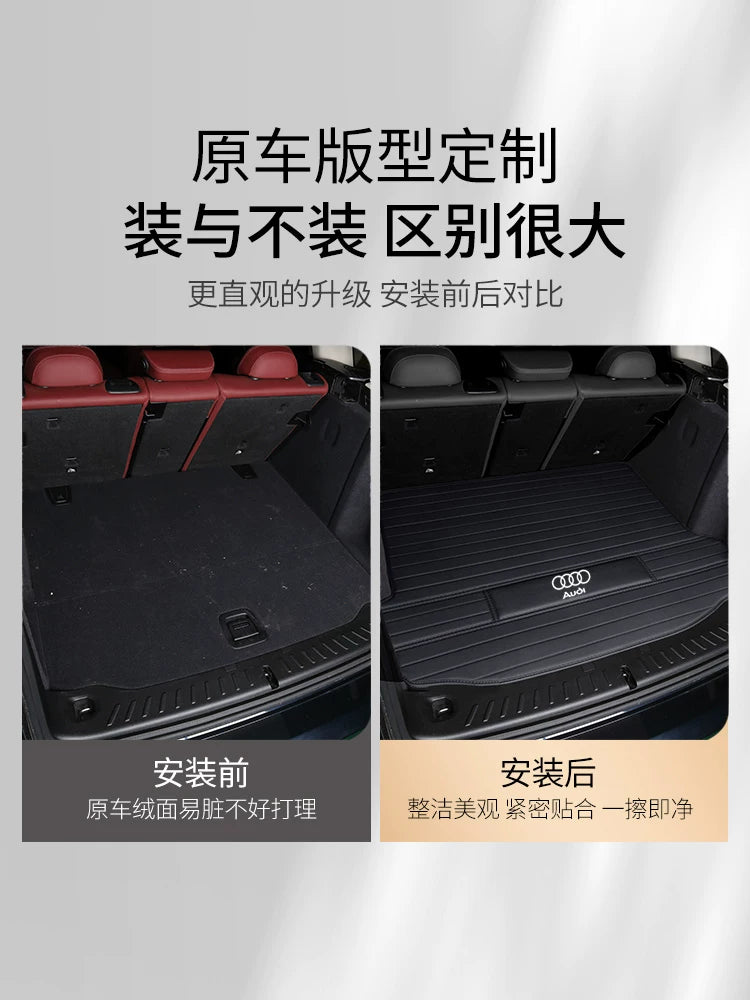 For Audi Q3 Q4 Q5L Q7 Q8 Leather Backup Mat A3 A4 A5L A6 A7 Car Trunk Mat
