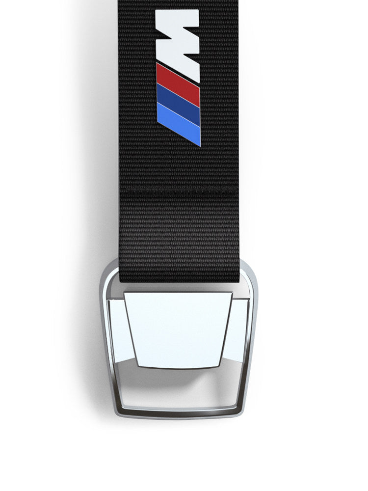 BMW M Motorsport Metal Keychain - Woven Lanyard with Alloy Clasp