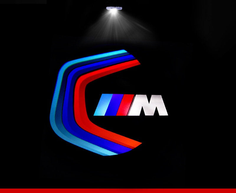 BMW M racetrack design door welcome light projector close-up