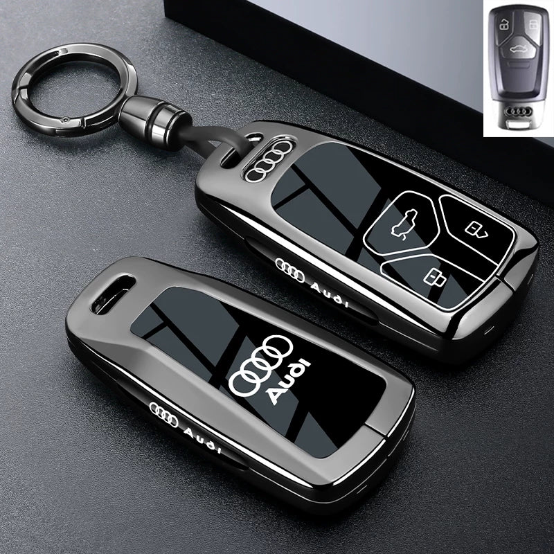 Audi Black Warrior Key Case – Piano-Gloss Shell with Gunmetal Frame