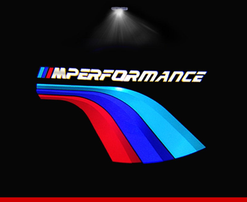 BMW M Performance door welcome light projector close-up