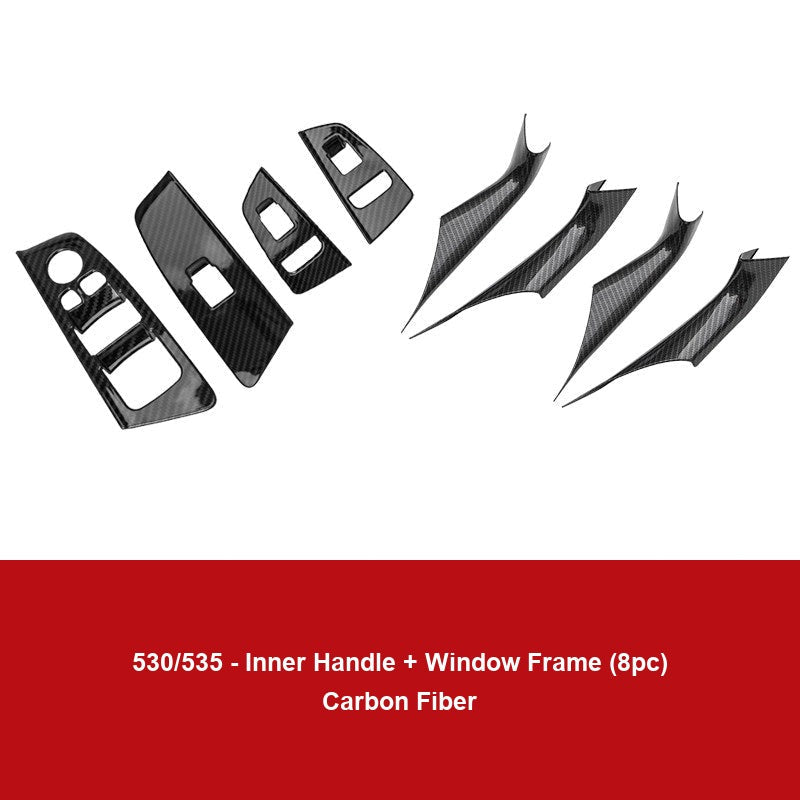BMW door handle cover - 2018-23 5 Series 530 535 carbon fiber pattern [door inner handle + window lift button frame], 8 pieces