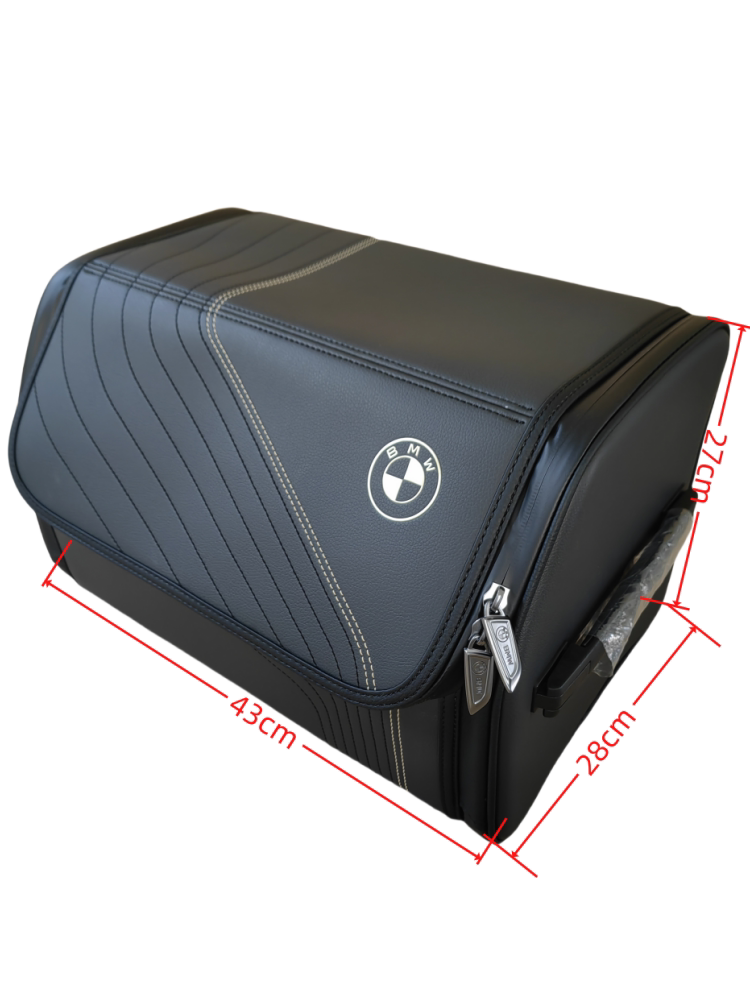 BMW foldable leather trunk storage box with mesh pocket - cargo organizer for X3 X5