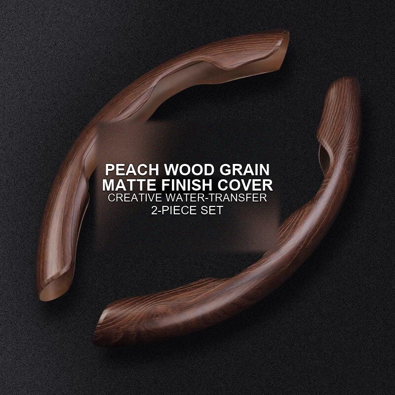 Peach wood grain matte finish steering wheel cover, 2-piece set