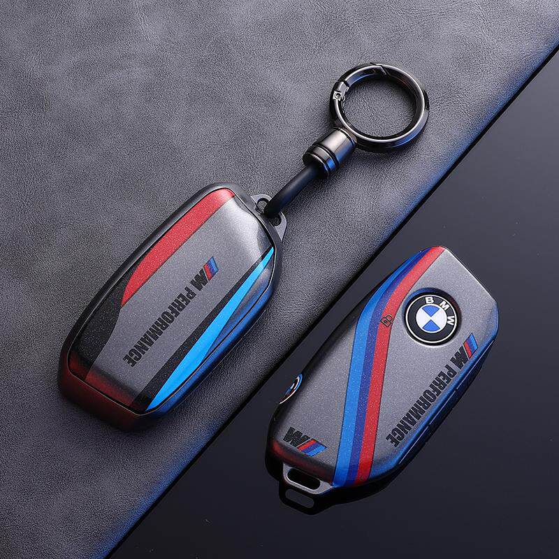 BMW Style F New Model key fob case, black shell, sporty round buckle keychain
