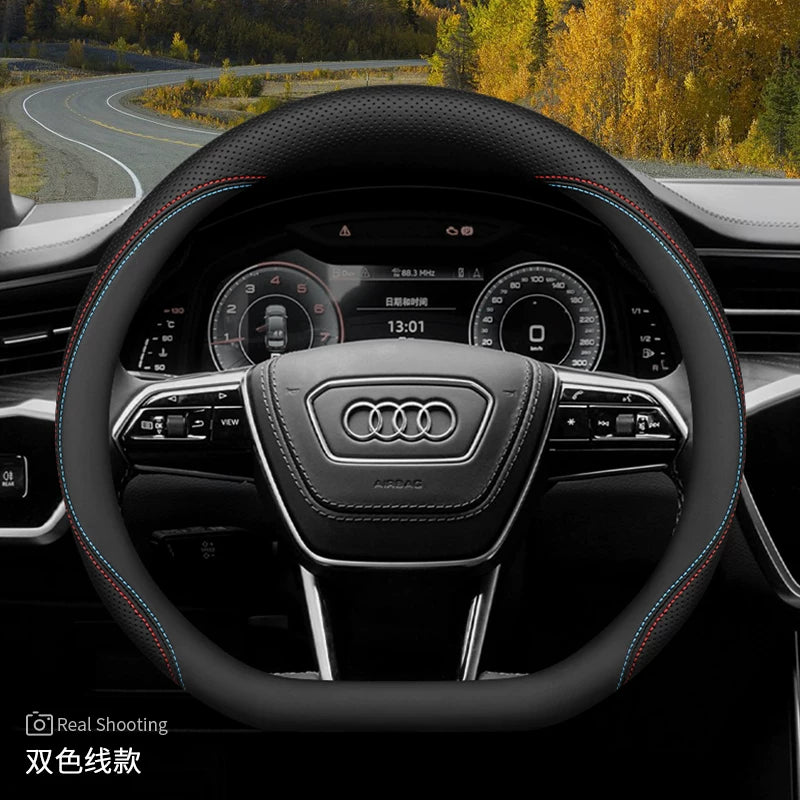 Audi steering wheel covers for new Q5L A5L A6L A4L A7L Q3 Q2L A3 A8 ultra-thin genuine leather handlebar covers