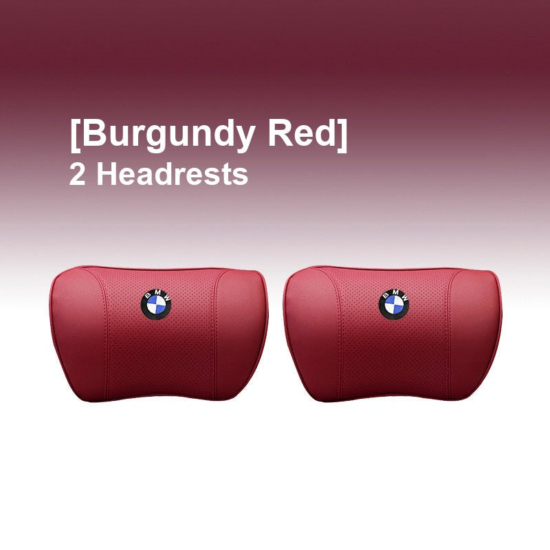 BMW Burgundy Red - 2 Headrests - Memory Foam Cushion