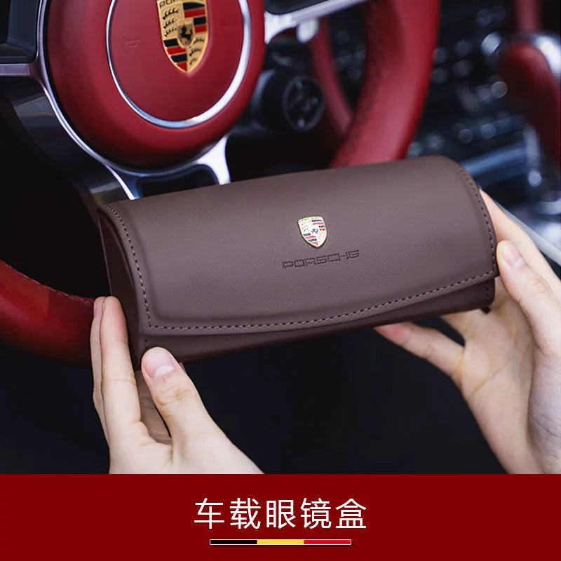 Suitable for Porsche Cayenne Macan 911 Panamera car glasses case, eyeglass clip, and interior modification accessories