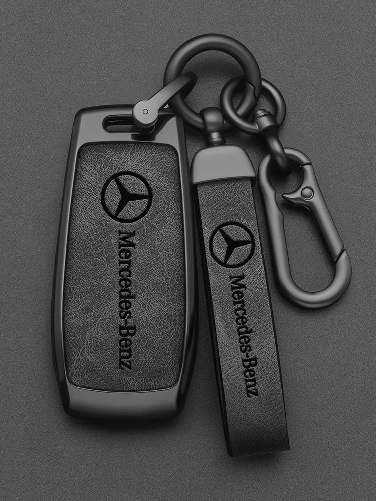 Premium Mercedes-Benz Key Case – Alloy Shell with Soft Leather-Grain Inlay for C, E, A, GLC, GLE and GLB Class
