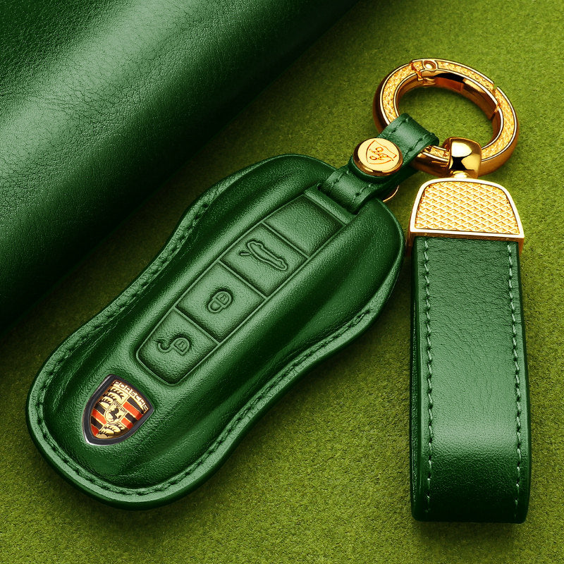 Premium Genuine Leather Porsche Key Case – Handcrafted Top-Grain Cowhide for 911, 718, Macan, Cayenne and Panamera