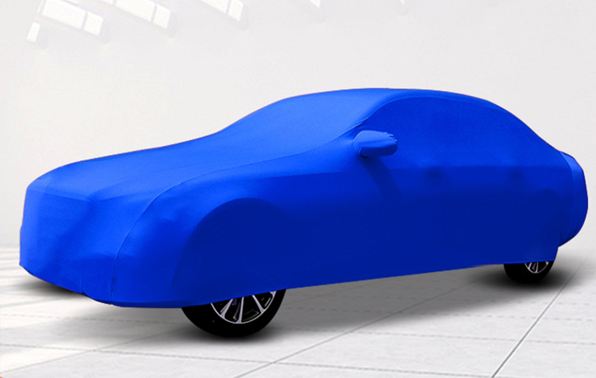 BMW M Performance car cover, plain velvet blue