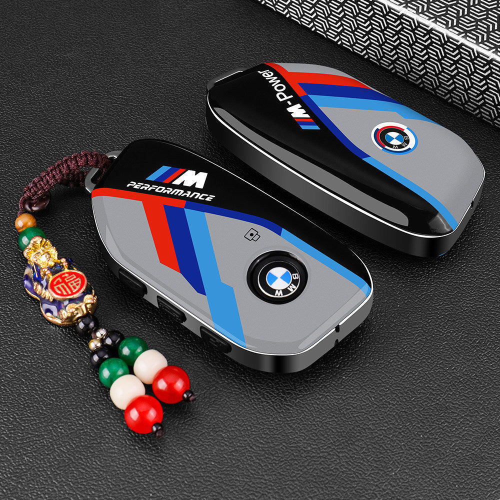 BMW Mineral White painted key case cover with simple round buckle for 3 5 Series X1 X3 X5 i3 smart key