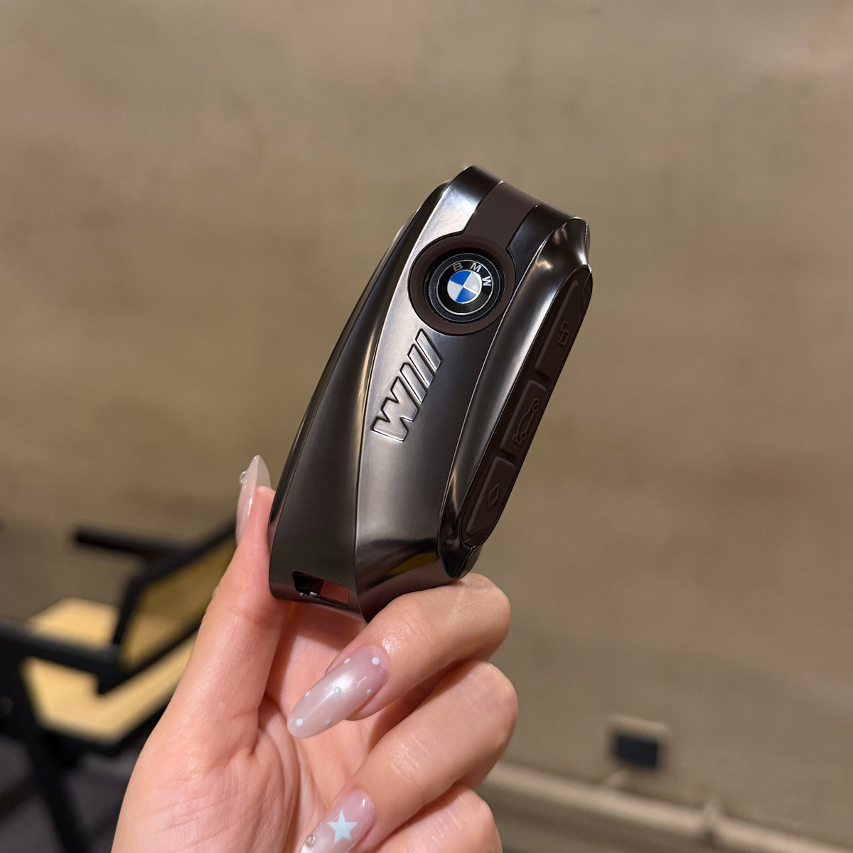 BMW Smart Key Fob Case - Style D, Black Shell / Brown Interior, Shell Only