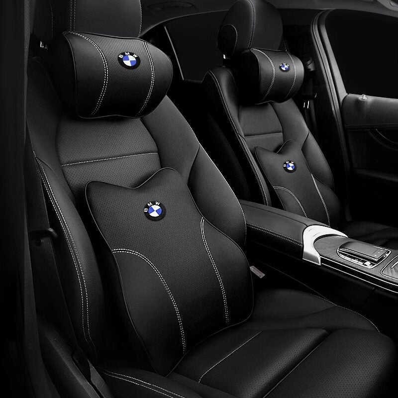 BMW Memory Foam Headrest and Lumbar Cushions - Black Interior Fitment