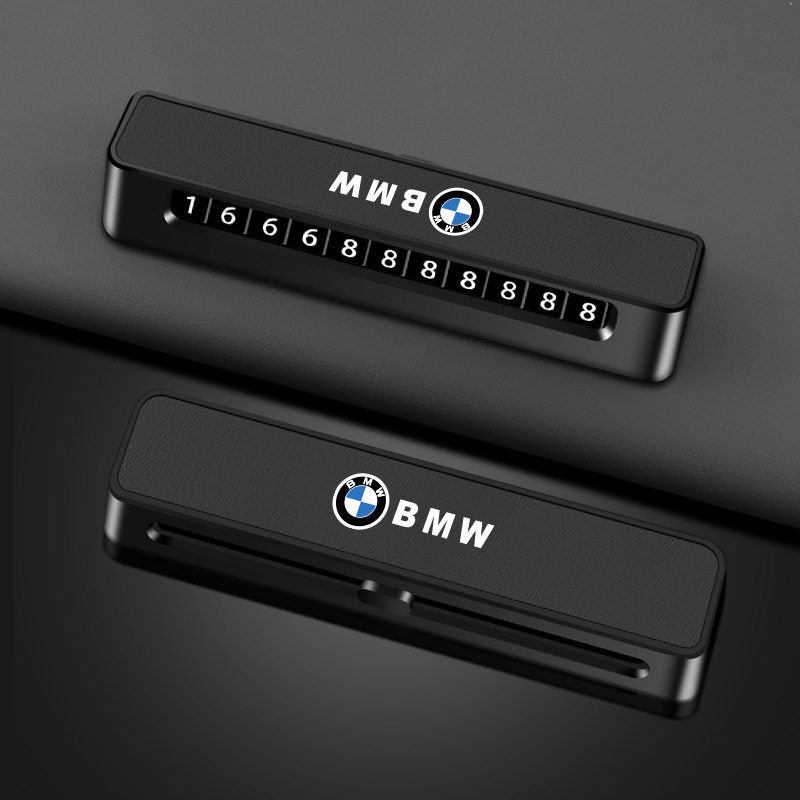 BMW parking number plate black variant front and back view