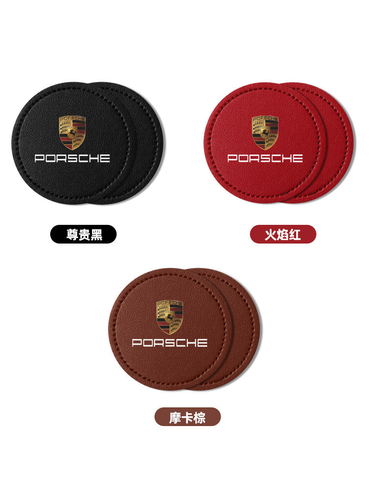 For Porsche cayenne panamera Macan 9117 18Taycan leather car water coaster