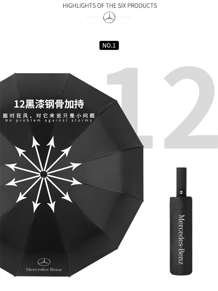 It is suitable for Mercedes-Benz umbrellas, original large umbrellas, high-end sunscreen 4S car special original automatic long-handled folding umbrellas