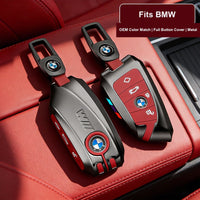 Funda de aleación de zinc para llave BMW - Cobertura total con llavero de cuero