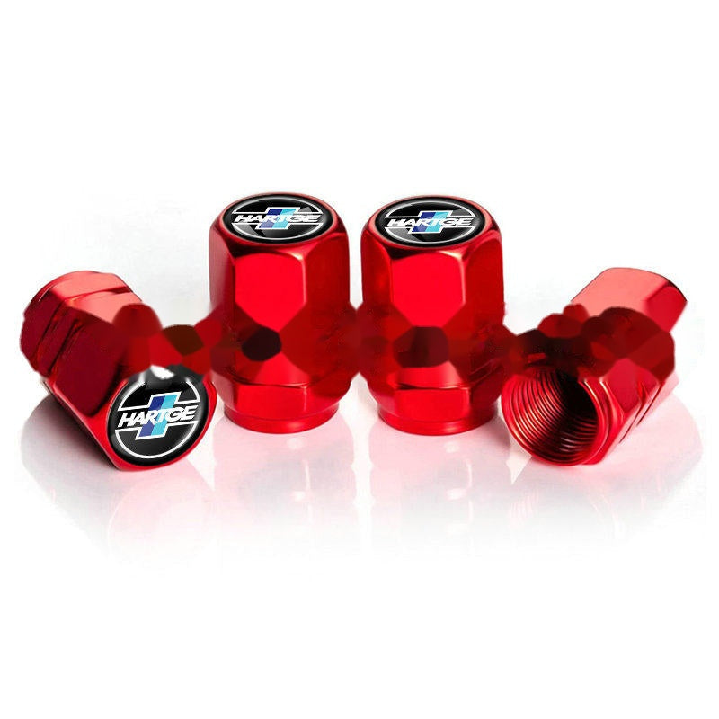 Hartge red tire valve caps, set of four
