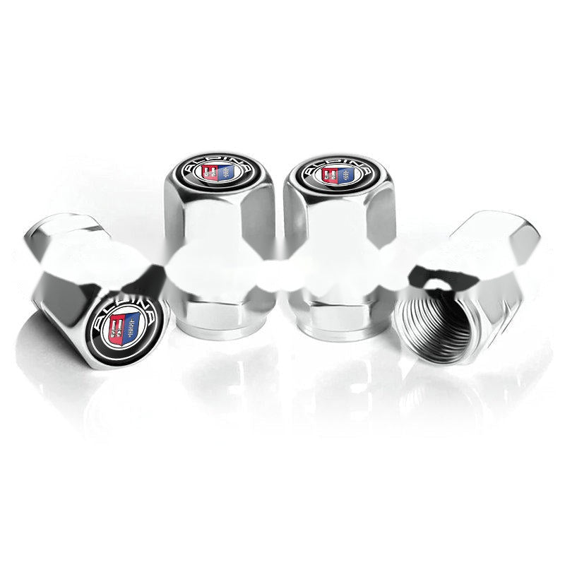 Alpina silver tire valve caps, set of four
