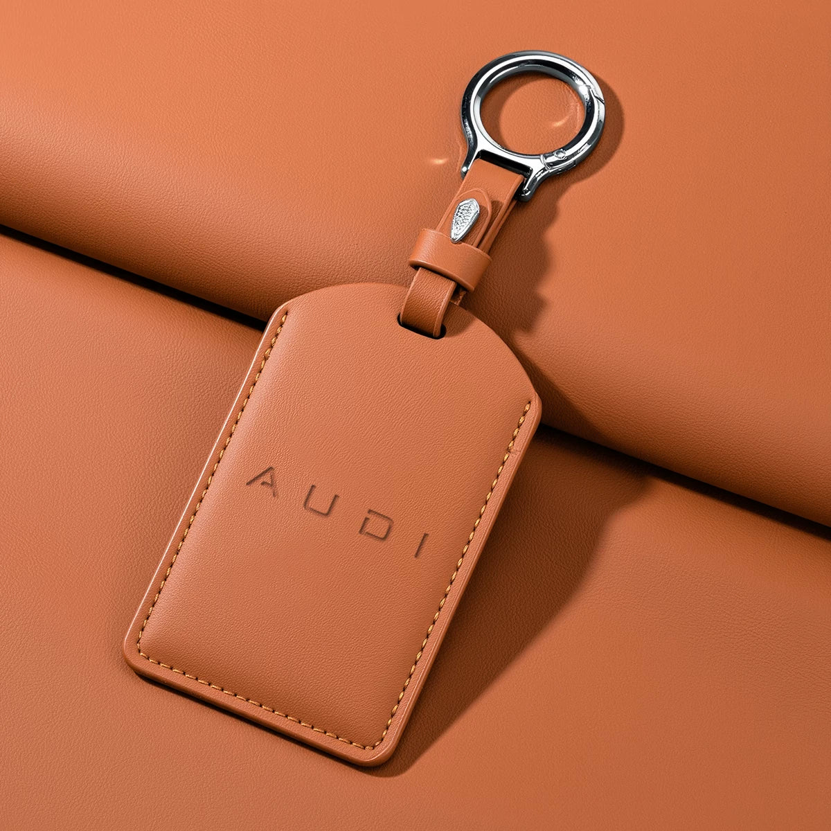 Audi Signature Nappa Leather Card Key Case – Embossed Emblem with Strap or Key Ring