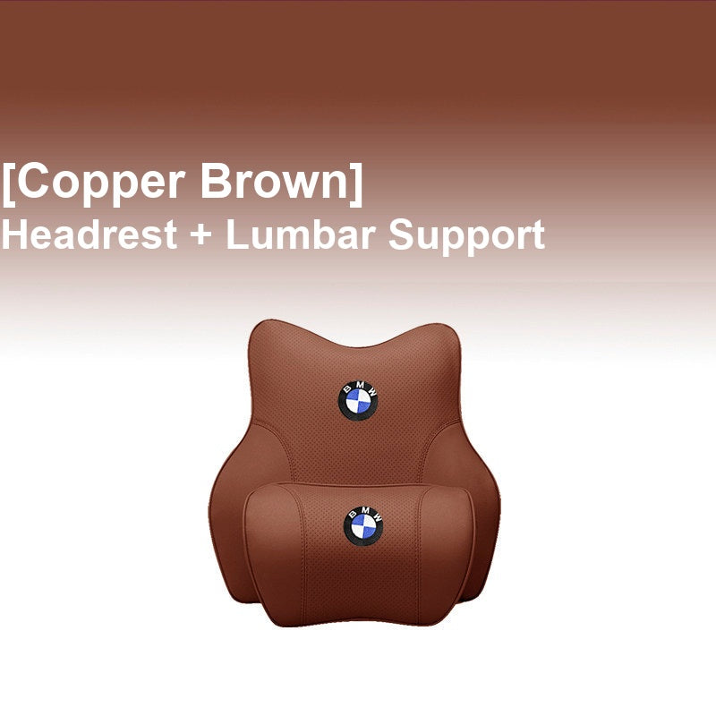 BMW Copper Brown - Headrest + Lumbar Support - Memory Foam Cushion