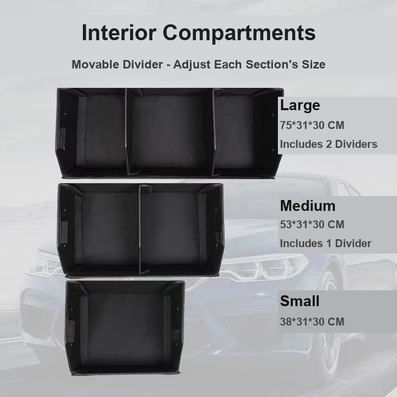 BMW leather car trunk storage box with movable dividers