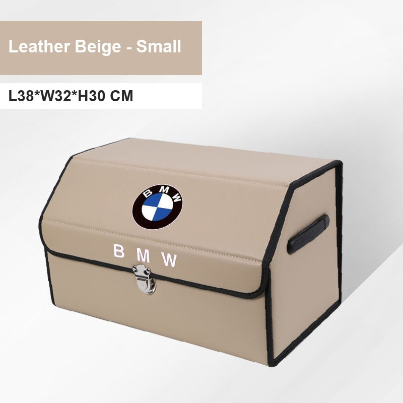 BMW leather trunk storage box - Logo Medium 38cm Beige BMW Badge