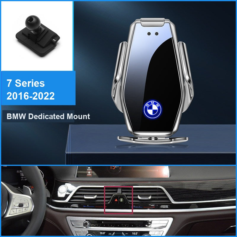 BMW wireless charging phone mount, 7 Series 2016-2022 fitment, silver