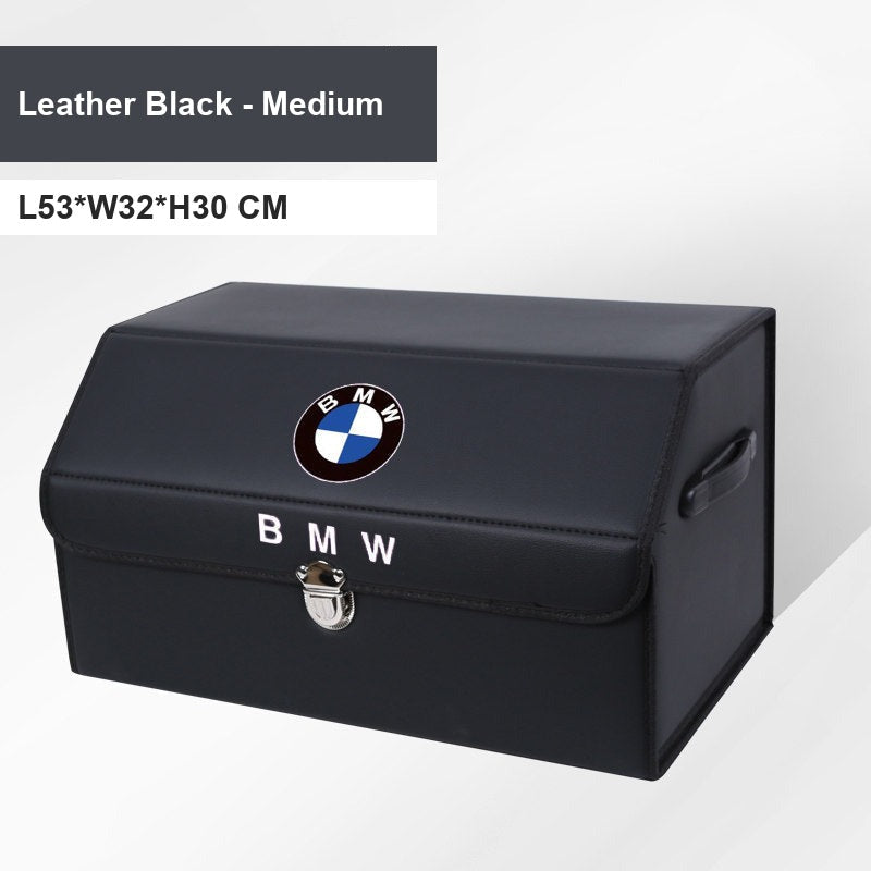 BMW leather trunk storage box - Badge version: Large 53cm, black, BMW badge