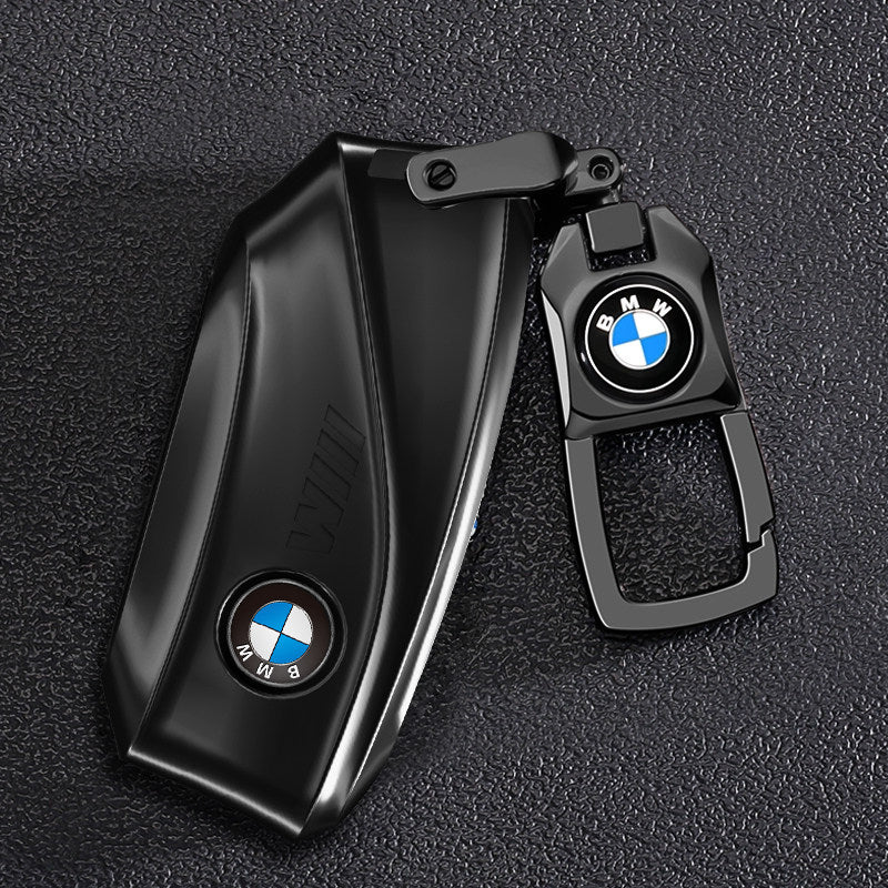 BMW key case gunmetal black with square buckle BMW logo keychain