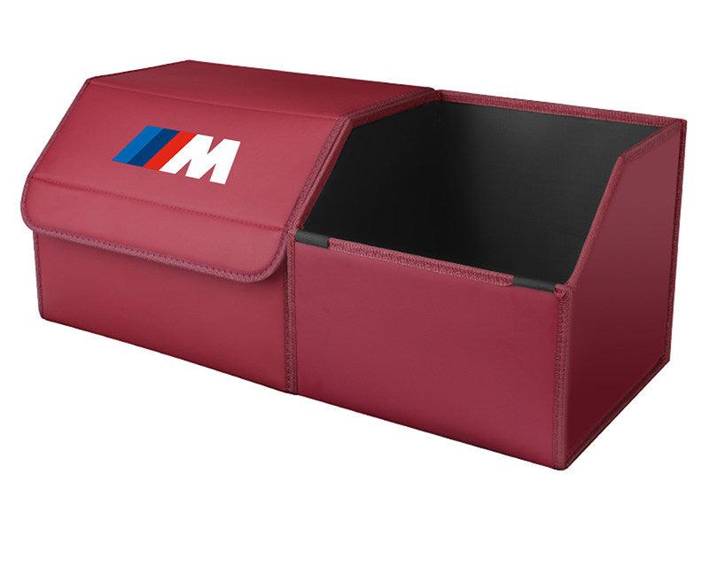 Burgundy leather BMW M trunk storage box - small size with extended open basket